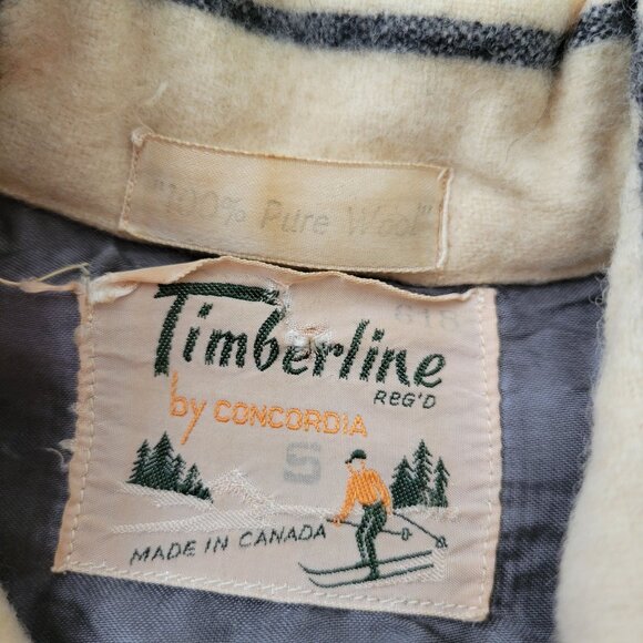 Vintage Timberline Wool Jacket Concordia S Cream Black Plaid Made In Canada - Picture 2 of 6